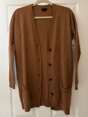 Theory Cashmere Brown Cardigan | Soft Luxe Minimalist Layer size SMALL
